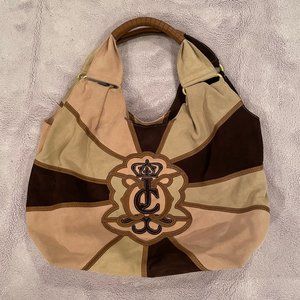 Juicy Couture | Tan Suede Pink Patch Work Large Hobo Bag
